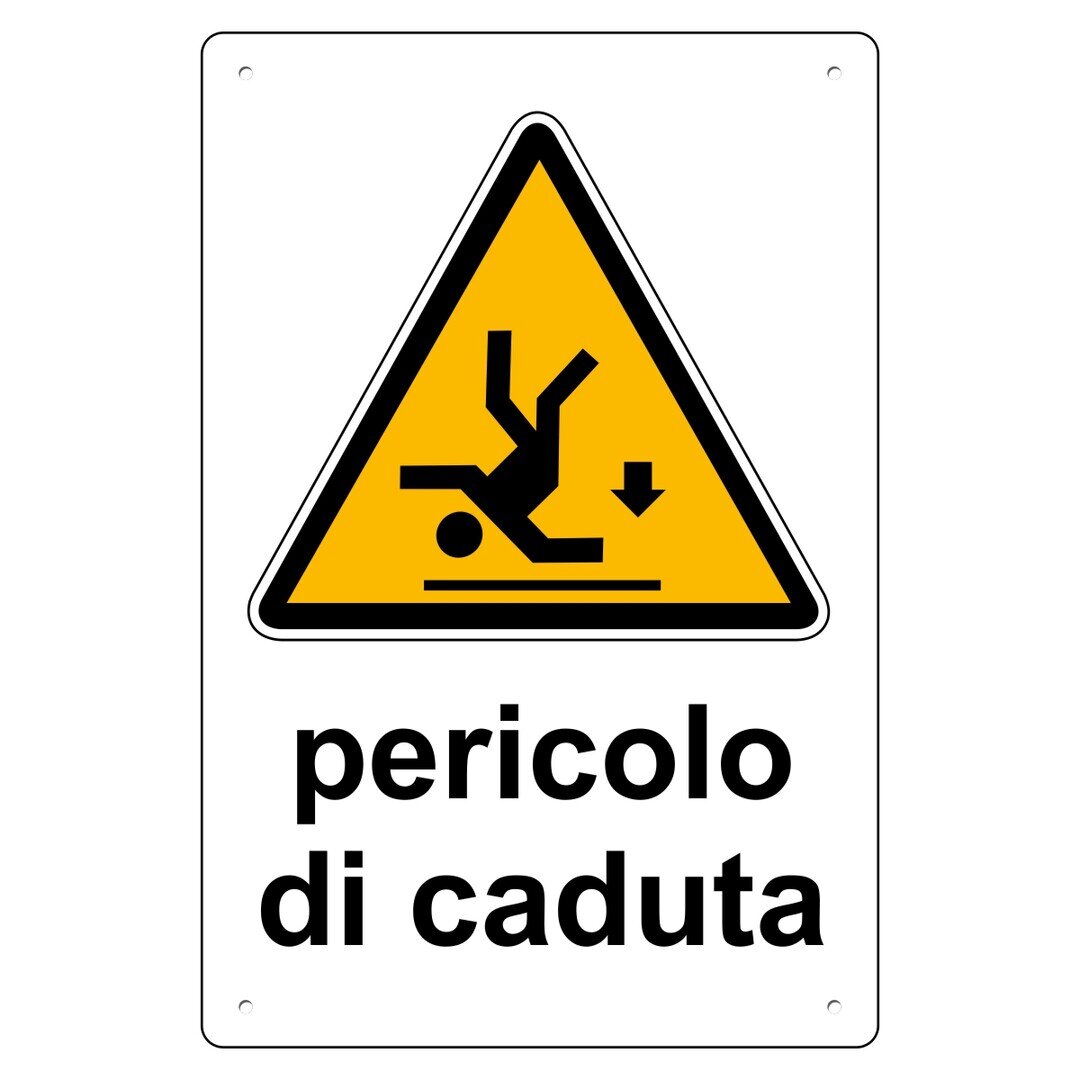 Pericolo di caduta cartello alluminio 30x40
