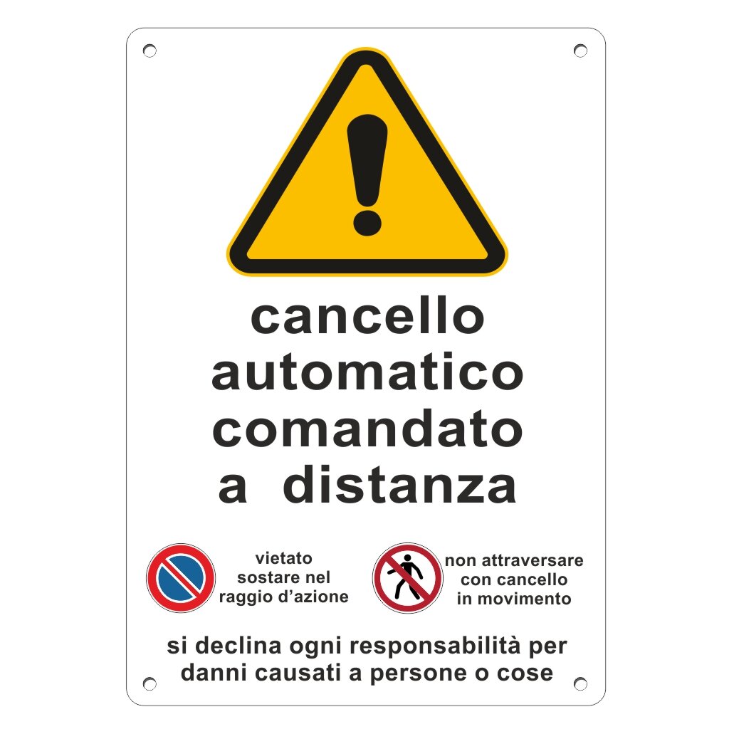 Cancello automatico cartello alluminio 20x30