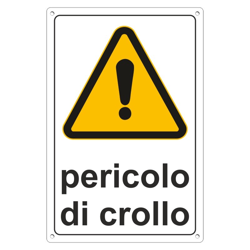 Pericolo di crollo cartello alluminio 30x40