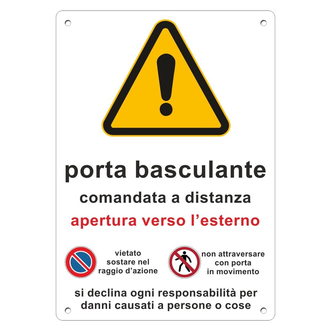 Porta basculante comanda a distanza cartello alluminio 20x30
