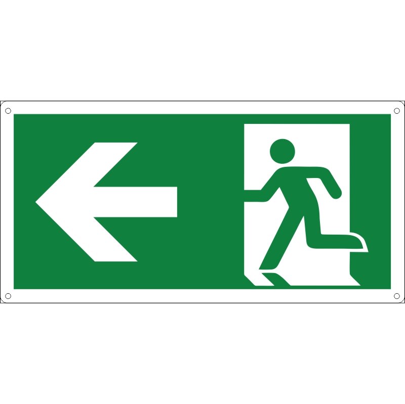 Uscita di emergenza con freccia a sinistra